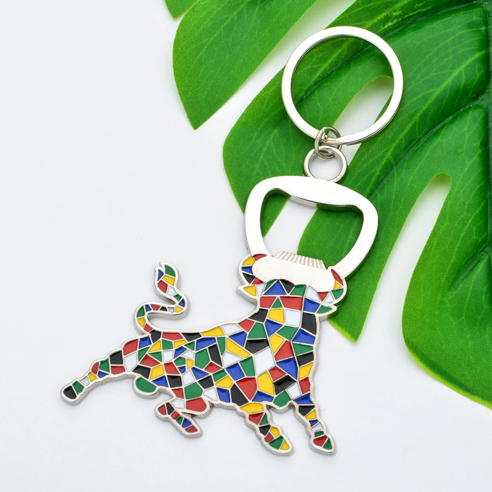 Vicney High Quality Color Bullfighting Keychain Spain Travel Gifts Souvenirs Key Chain For Men Bottle Opener Charm Key Ring