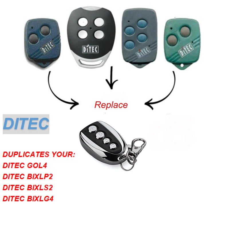 

5pcs For DITEC GOL4 BIXLG4 BIXLP2 BIXLS2 garage/ gate door remote control replacement DITEC remote control rolling code