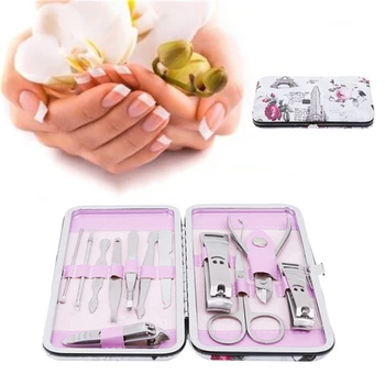

12Pcs Manicure Set Professionele Nagelk Nipper Kit Utility Pedicure Schaar Tweezer Knife Oor Pick Nail Art Grooming Gereedschap