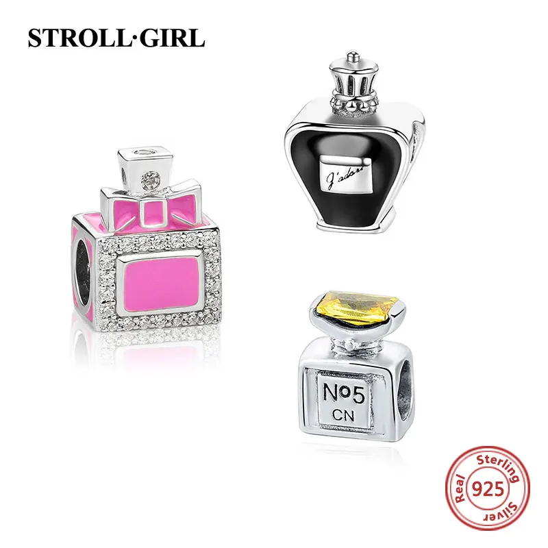 Fit Pandora Bracelets silver 925 Original Perfume bottle beads With Yellow CZ Stone DIY Charms Authentic Jewelry for Women|fit pandora|fit pandora