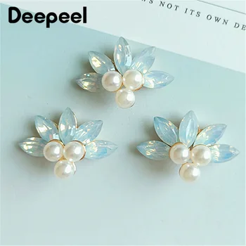 

10pcs Deepeel 2-3cm Pearl Flower Star Alloy Ornaments Buckles DIY Handmade Bag Clasp Jewelry Material Bags Hardware Accessories