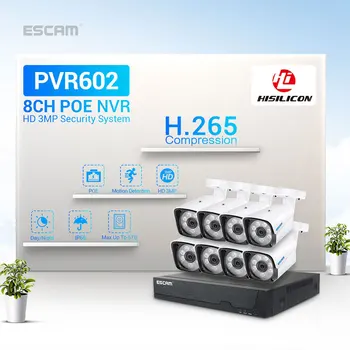 

PVR602 H.265 3MP 8CH POE NVR Security System with Alarm Outdoor IP Camera Nvr Kits