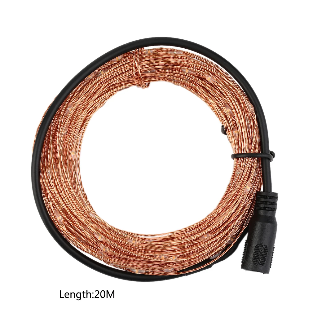 20M 200LED Copper Wire LED Light Garland DC12V Outdoor LED String Lights Christmas Wedding Party Decorative Lights Red or Yellow