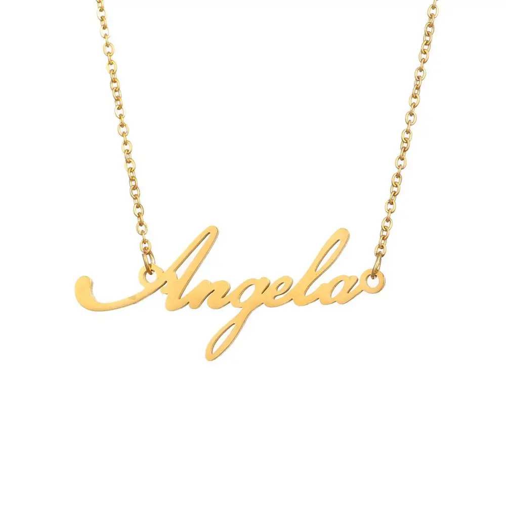 

Drop Shipping Personalized Custom Necklaces Gold Color Name Angel Necklace Gift Nameplate Pendant Necklace