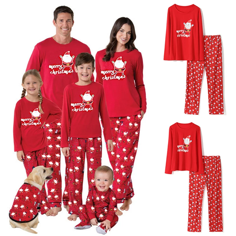 

Christmas 2020 Print Pajamas Set Two Pieces Set Long Sleeve Top Elastic Waist Pants Parent-child Outfit Family Matching Clothes