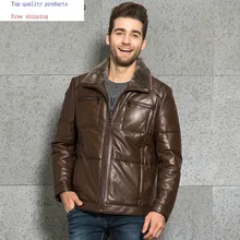 AYUSNUE, мужская кожаная куртка, Осень-зима, натуральная кожа, овчина, пальто, парка,, Chaqueta Cuero Hombre 3358 KJ3005