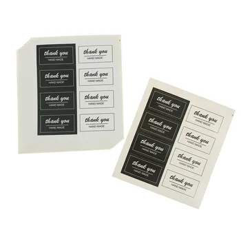 

80pcs/set Diy Hand Made Black White Thank You Label Stickers For Gift Cake Sealing Hang Tag