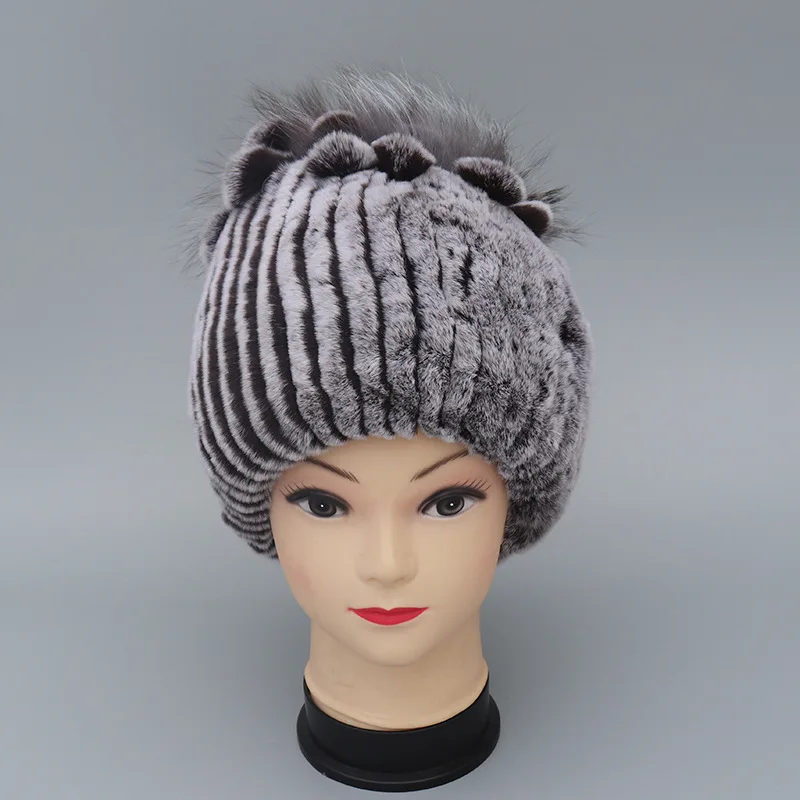 TopFurMall) Оригинальные меховые шляпки из меха кролика рекс Топ зимние шапки модные защитные головные уборы LF9102 - Цвет: As picture