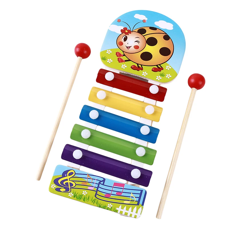 Wooden 5 Tones Multicolor Xylophone Wood Musical Instrument Toys Colorful Fashion Toys Knock On Piano For Baby Kids - Цвет: Ladybug