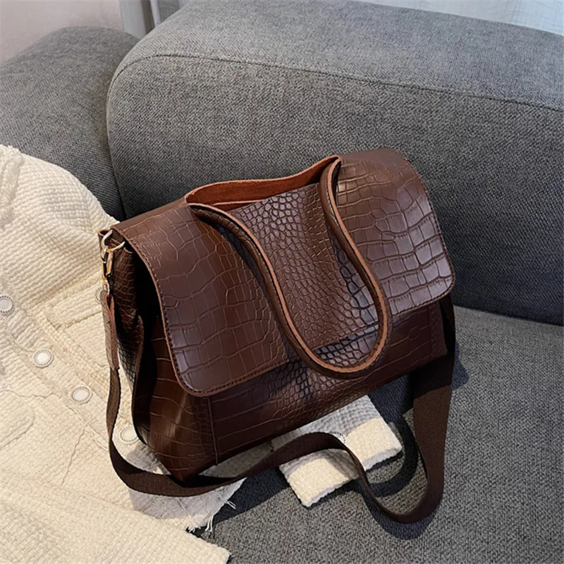 Luxury Crocodile Pattern Women’s Shoulder Messenger Tote