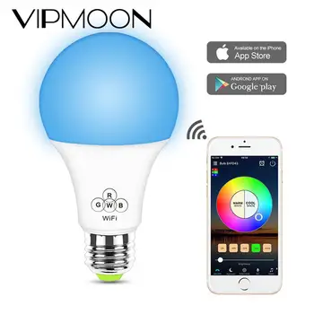 

WiFi Smart Light Bulb E27 LED RGBW Lamp Work with Alexa/Google Home 85-265V RGB+White Dimmable Timer Function Magic Bulb
