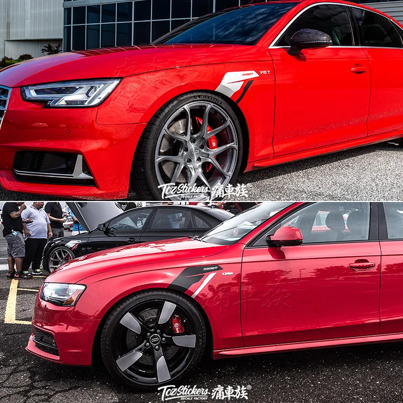 Автомобильные наклейки для Audi Q3 A4 A3 A6TT A7 Golf 6 7, автомобильные наклейки, декоративные наклейки на крыло, модифицированные наклейки на царапины влево и вправо