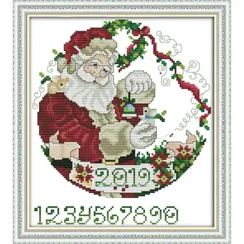 

Joy Sunday Santa Claus patterns Cross Stitch kit 14CTDMC Cross Stitch Printed Canvas Needlework Set Christmas Home decoration