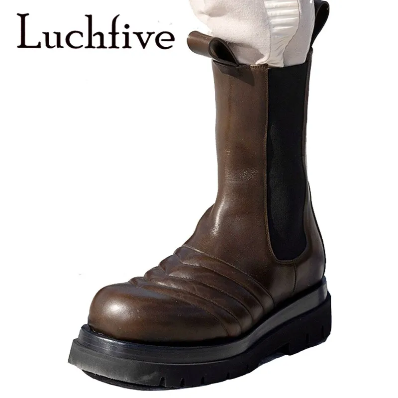 leather platform chelsea boots