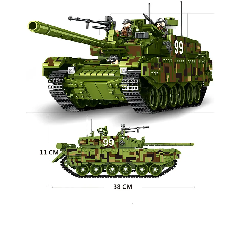 

Pan luo si Pls632002 Military Series Type 99 Main Battle Tank Children Assembled Building Blocks Puzzle Toy