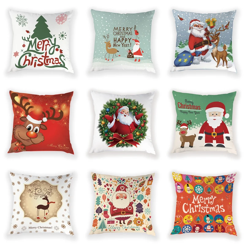

Christmas Decoration Cushion Santa Claus Cushions For Sofa Elk Pillow Case 45*45 Lovely Throw Pillow Chair Decorative Cushions