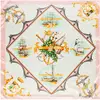 90*90cm Luxury Brand Women Silk Scarfs Sailing Boat Design Square Scarves Spring Summer Shawls For Ladies 3