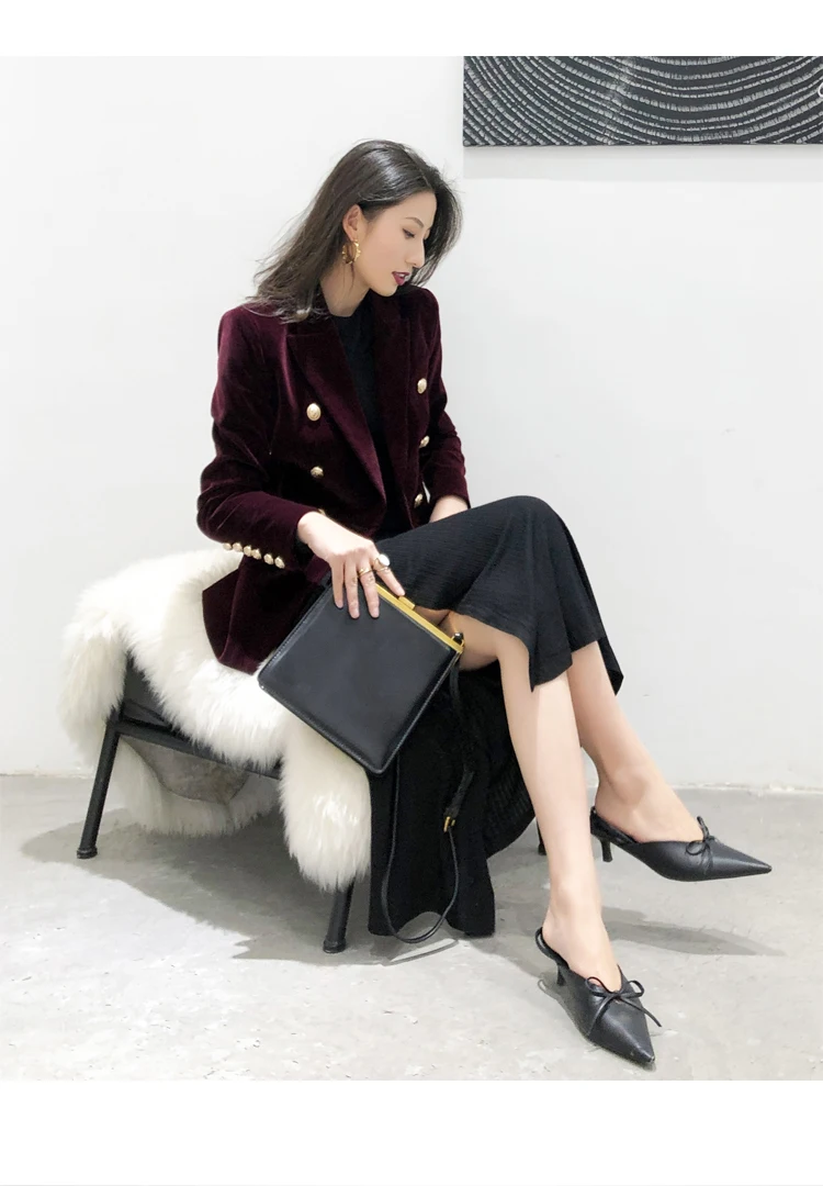 Fashion Spring Coats Women Casual Tops New Velvet Slim Small Suit Solid Color Lapel Double-breasted Women Coat and Jackets
