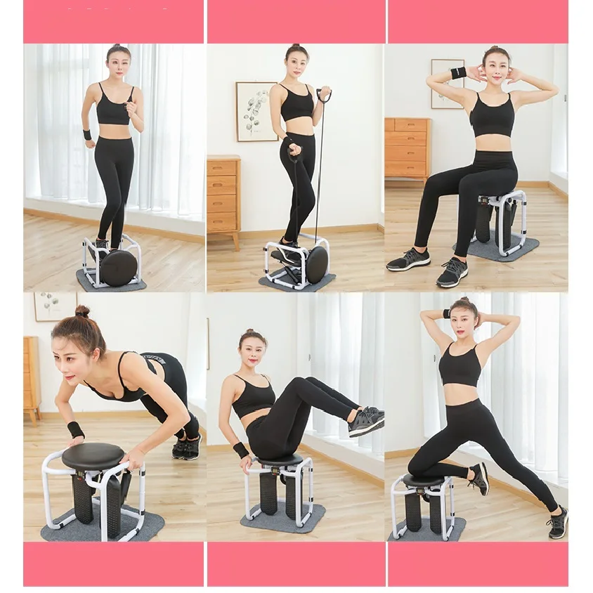 US $196.27 Multifunction Mini Stepper Fitness Equipment with Resistance Bands and Chair Set for Abdominal Training Home Exercise Sports