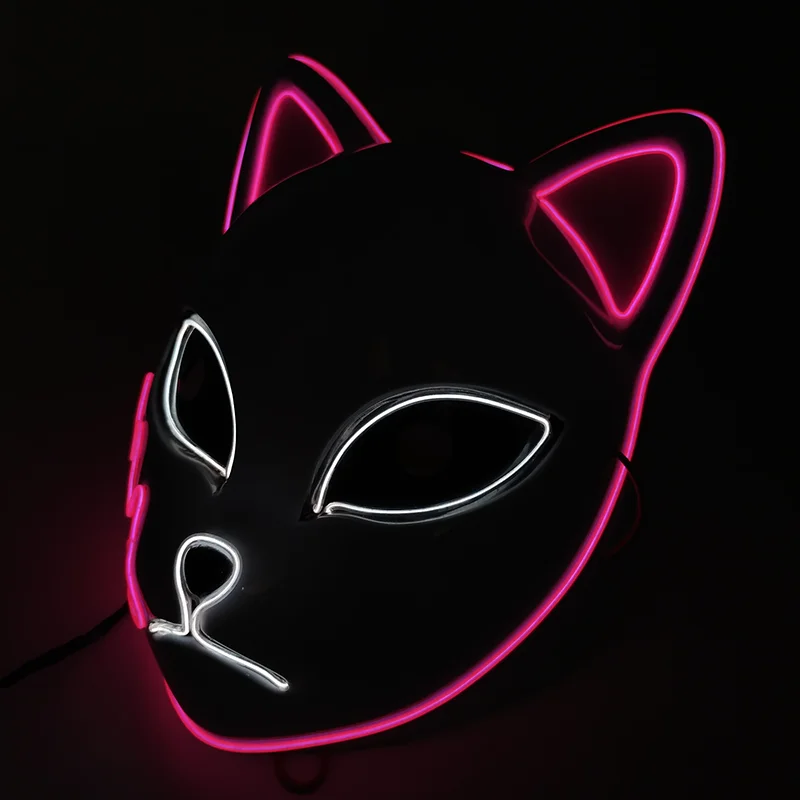 sexy anime cosplay Demon Slayer Glowing EL Wire Mask Kimetsu No Yaiba Characters Cosplay Costume Accessories Japanese Anime Fox Halloween LED Mask funny halloween costumes