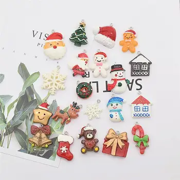 

20Pcs Christmas Theme Bracelet Necklace Resin Hanging Pendants DIY Accessories