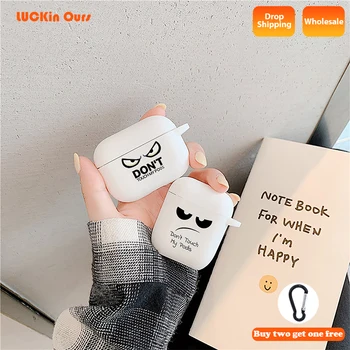 

Silicone white Case for Apple Airpods 1 2 Cases Slogan Simple Text Dont touch airpods Earphone Cover for Air pods Pro capa Bags