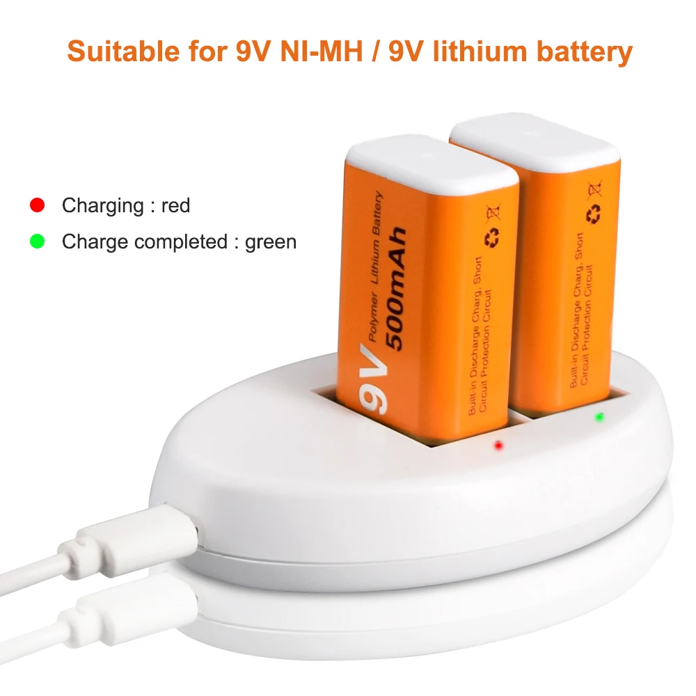 Литиевая аккумуляторная батарея Palo 6f22 9 В + зарядное устройство usb для nimh литий