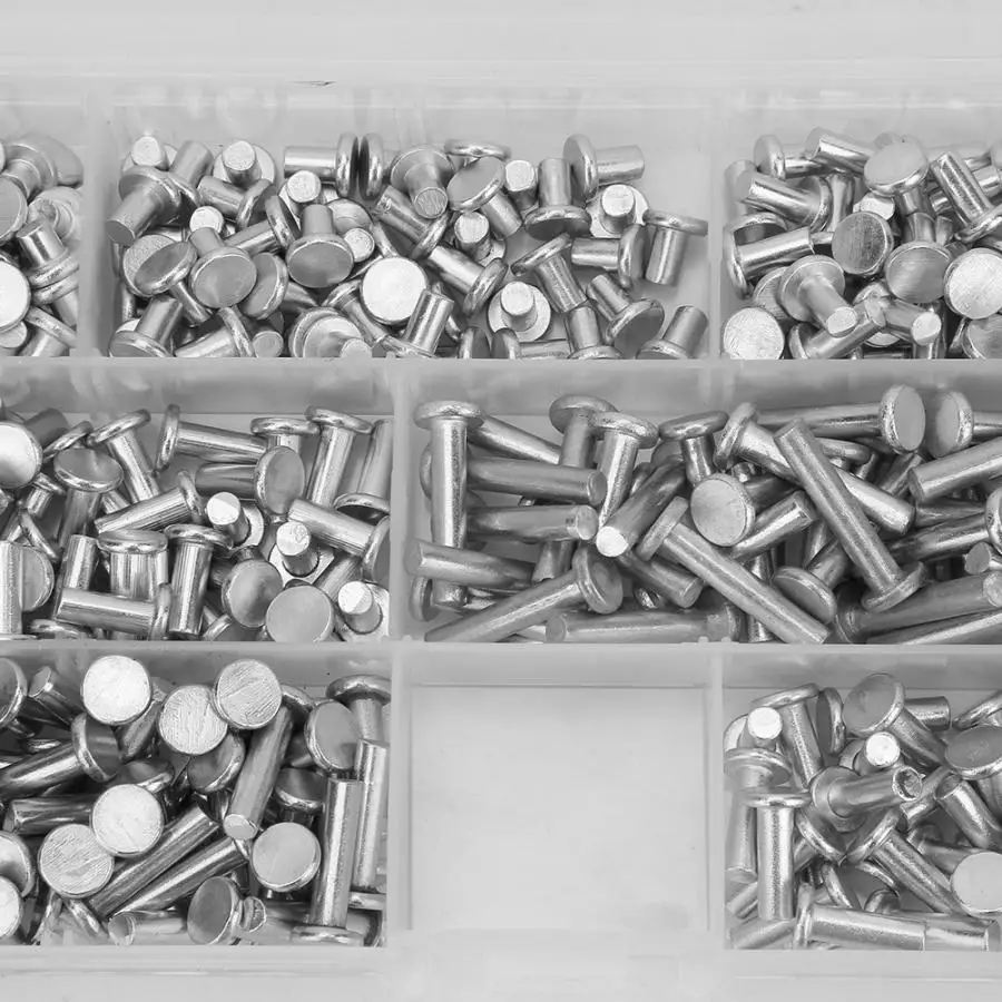 

350Pcs/set Flat Solid Aluminum Rivets Assortment Kit Length 4/6/8/10/12/16/20mm stud rivet