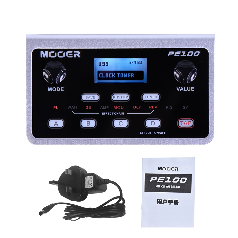 MOOER PE100 мульти-процессор эффектов гитарный эффект педаль 39 типов эффектов гитарная педаль 40 барабанных моделей 10 метрономов Tap Tempo