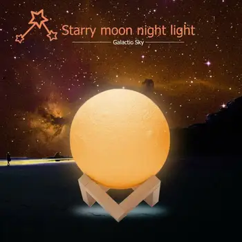 

VKTECH 3D Print Rechargeable Moon Lamp 3 Color Touch Sensor Adjustable LED Night Light Romantic Gift Home Decor For Bedroom