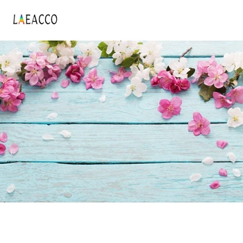 

Laeacco Wooden Board Flower Photography Backdrops Newborn Baby Photo Backgrounds Photophone For Food Cake Doll Photozone Props