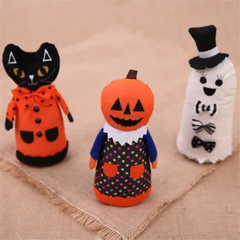 

1PC Halloween Cloth Doll Decoration Cute DIY Cat Pumpkin Ghost Handcrafts Modern Christmas Halloween Fairy Garden