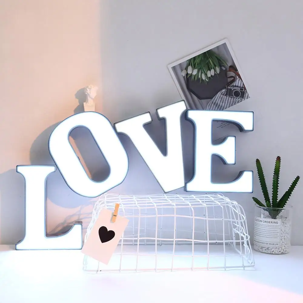  White Plastic Letter LED Night Light Marquee Sign Alphabet Lights Lamp Home Club Outdoor Indoor Wal - 4000064640738