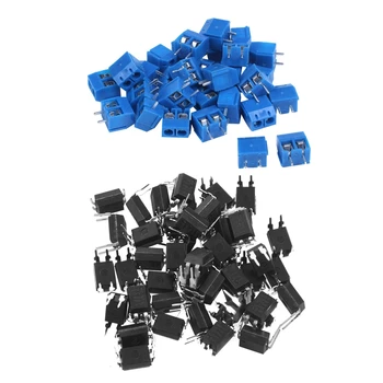 

30Pcs 2 Way 2P PCB Terminal Block Connector 5.08mm Pitch Blue with 50Pcs PC817 EL817C LTV817 PC817-1 DIP-4 OPTOCOUPLER