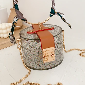 

Transparent Mini Tote Bags For Women 2020 Summer Fashion Acrylic Handbags Scarves Design Hand Bag Lady Cute Handbag