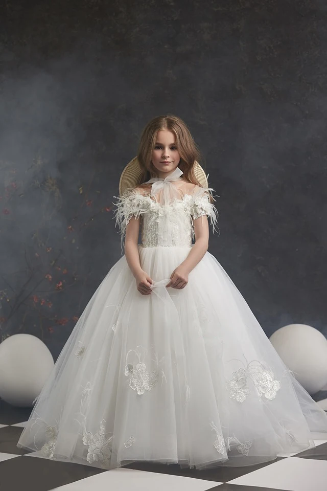 a line princess floor length flower girl dress