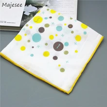 Женские носовые платки с милым мультяшным принтом, карманный квадратный платок для женщин, повседневный мягкий хлопок, женские, Kawaii, модные, шикарные, простые