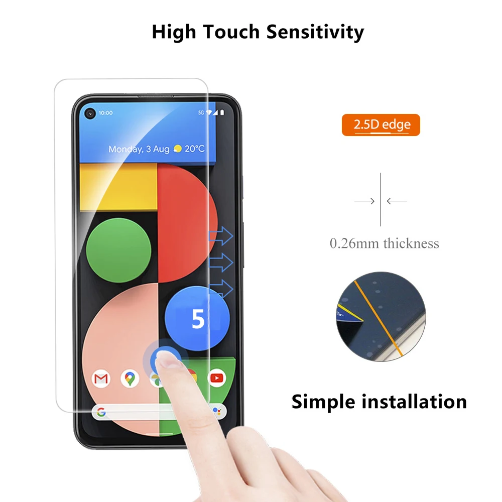 3 pezzi di vetro temperato per Google Pixel 5 5A 5G Pixel5 pellicola protettiva per schermo protezione per telefono 10H vetro trasparente  202192403