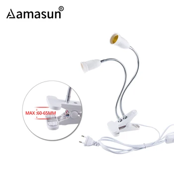 

Flexible 360 Degrees Lamp Holder Clip E27 Lamp Base Led Table Desk Book Lamp Holder with On off Switch Feet Plugs