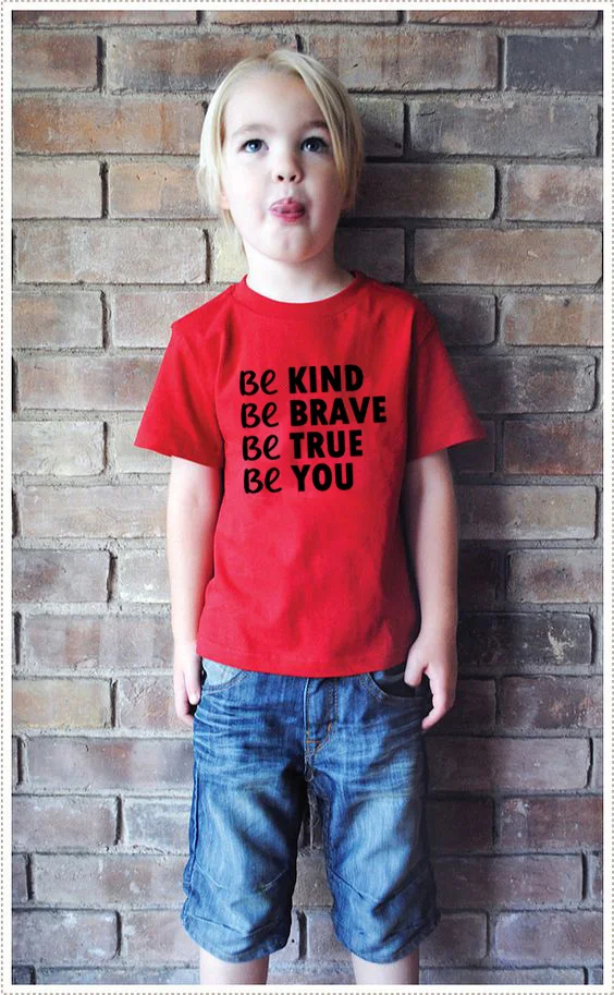 Детская футболка Be kind Be Brave Be True Be You детская футболка для мальчиков и девочек, одежда для малышей Забавные футболки Tumblr, Прямая поставка