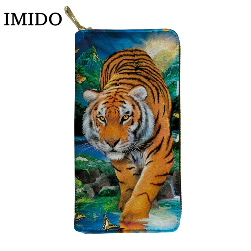 IMIDO/кошельки на молнии для женщин и мужчин; дизайнерские кошельки из искусственной кожи с изображением лунного тигра; Роскошные женские кошельки высокого качества; Сумка-держатель для карт для путешествий; кошелек для книг