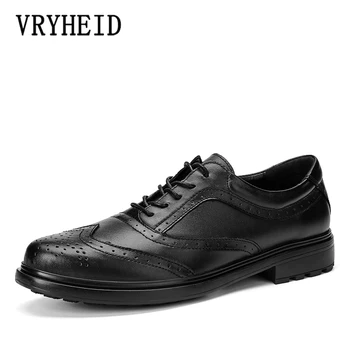

VRYHEID 2020 Men's Dress Shoes Genuine Leather High Quality Casual Brogue Cow Leather Formal Shoes Men Fashion Oxfords Shoes 48