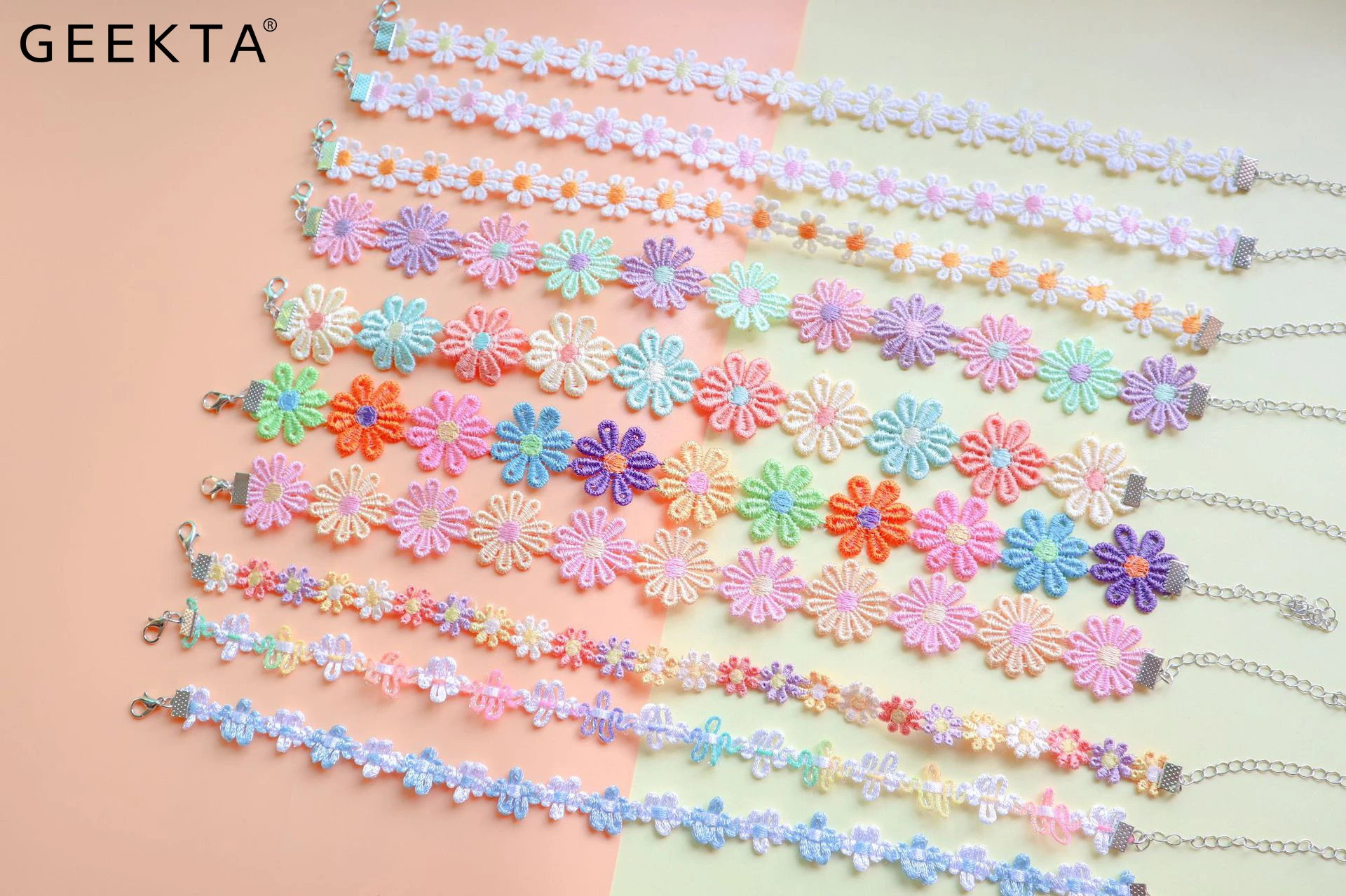 Gargantilla de flores de ganchillo para mujer y collar hecho a mano, estilo coreano Harajuku, cadena ajustable creativa, joyería|Collares tipo AliExpress