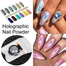 Голографическая пудра для ногтей с лазером и серебристым блеском, хромированная пудра для ногтей, мерцающий Гель-лак, хлопья для маникюра, пигментные ногти, искусство