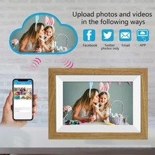 10.1 inch wifi cloud digital photo frame ios Android APP remote digital photo frame wooden digital frame