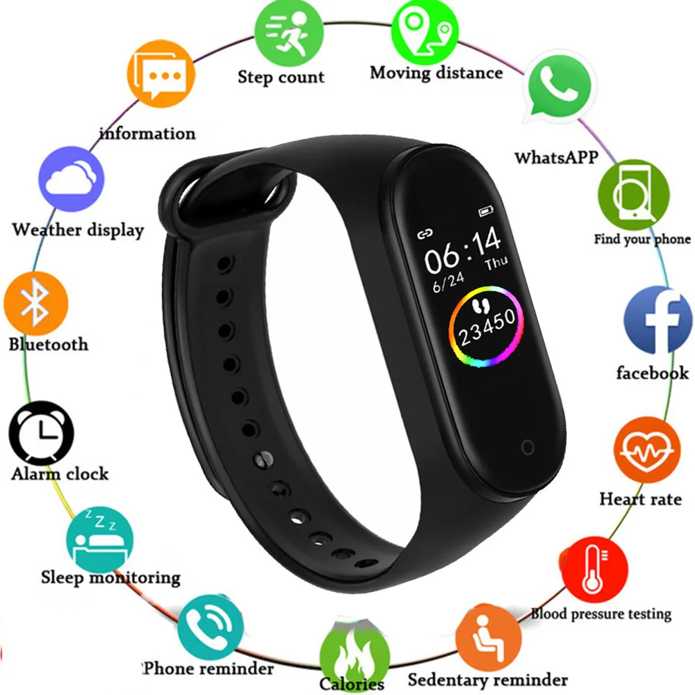 M4 смарт-браслет 4 фитнес-трекер часы спортивный браслет Bluetooth пульсометр