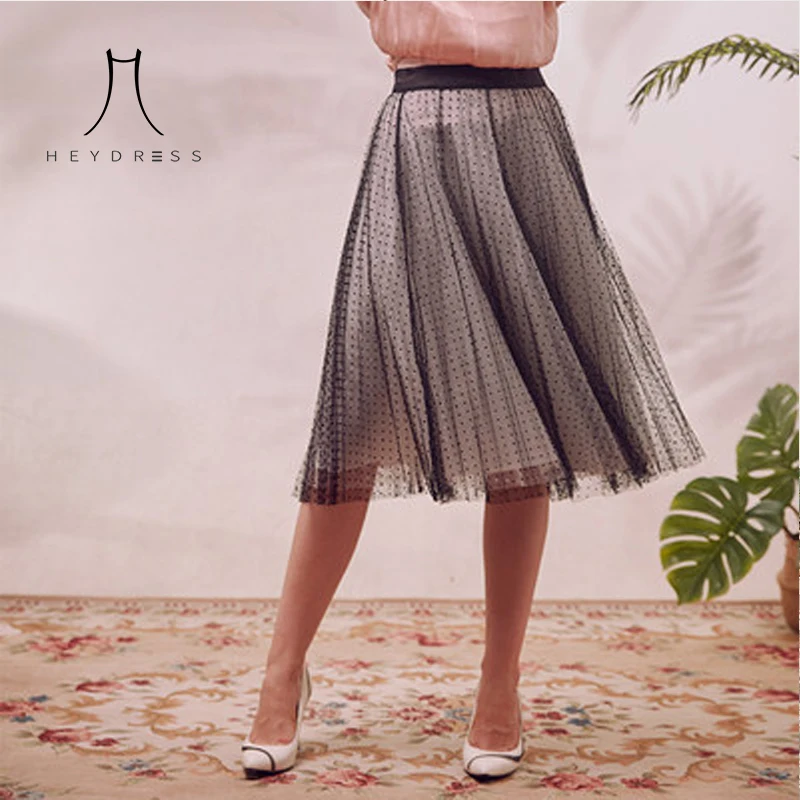 Heydress элегантные кружевные юбки офисный женский узкий длиной до колена A-Lin юбка женские юбки в горошек с высокой талией