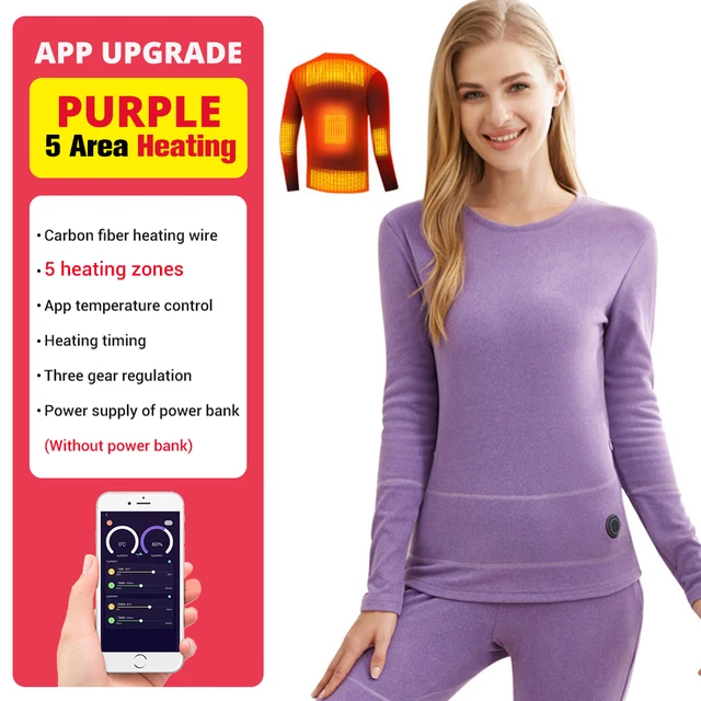 Winter Heated Underwear Suit Smart Phone APP Control Temperature USB Battery Powered  Fleece Thermal Motorcycle Jacket NEW Only Jacket VT Women