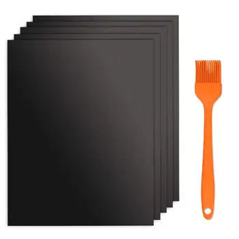 

5Pcs/set Extra Thick Heat Resistant Baking Mat BBQ Grill Mat Reusable Non-stick Barbecue Grilling Sheet Liner BBQ Mat