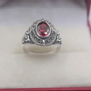 

Fine Sterling S925 Silver Women Ring Luck Red Chalcedony Diamond-cut Band Ring US5-10 16mmW Fine Silver Not Plated Or Filled